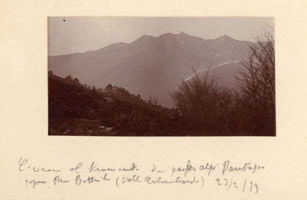 Civrari al tramonto dall'Alpe Pautasso sopra Prato Botrile, 1913/02/23