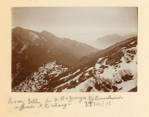 Rocca Sella da sotto grangia Colombardo in sfondo il Ciabergia, 1912/12/29
