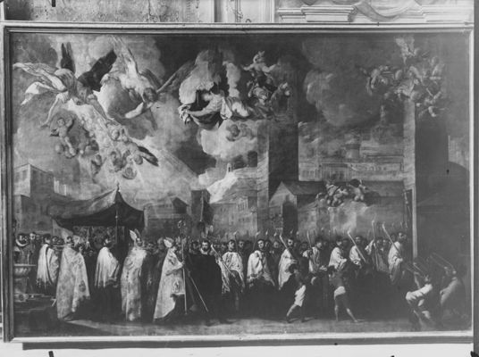 Bottega d'Arte, Dipinto raffigurante la traslazione dei corpi di vescovi di Brescia , 1943 - 1952