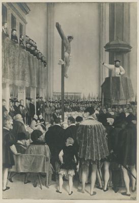 Kunstverlag Wolfrum, Dipinto raffigurante la predica di Cornelio Musso, 1920 - 1925