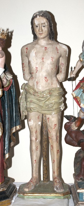 Ambito napoletano sec. XVII, Statua con San Sebastiano