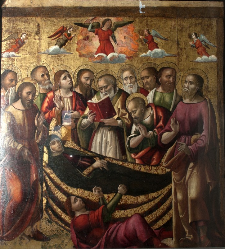 Ambito napoletano sec. XV, Dipinto con Transito della Madonna
