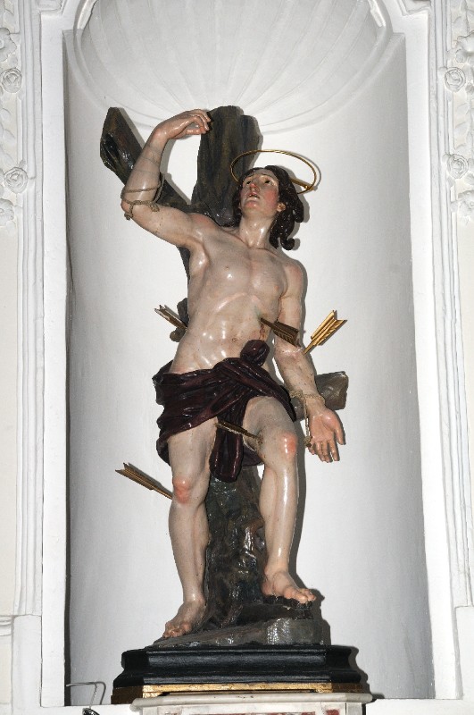 Ambito campano sec. XVIII, Statua con San Sebastiano