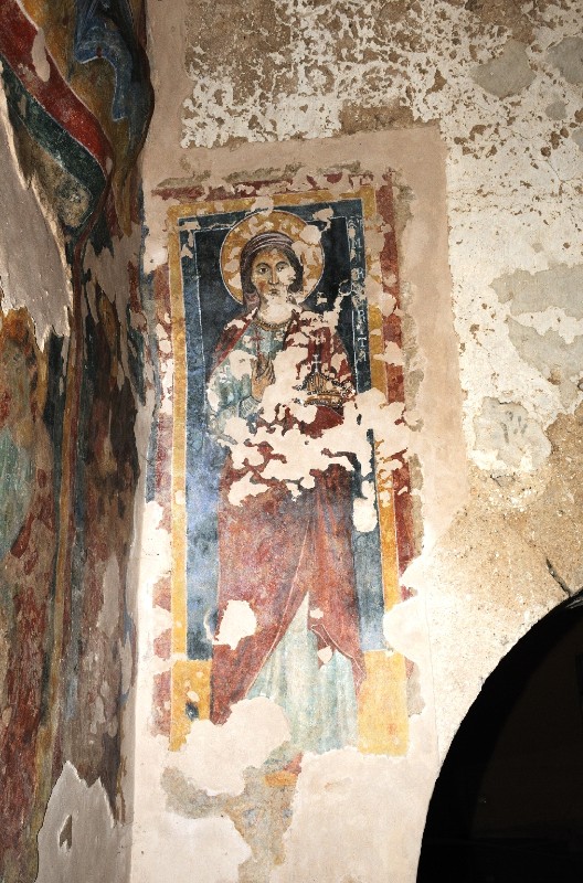 Ambito dell'Italia meridionale sec. XII, Dipinto murale di Santa con corona