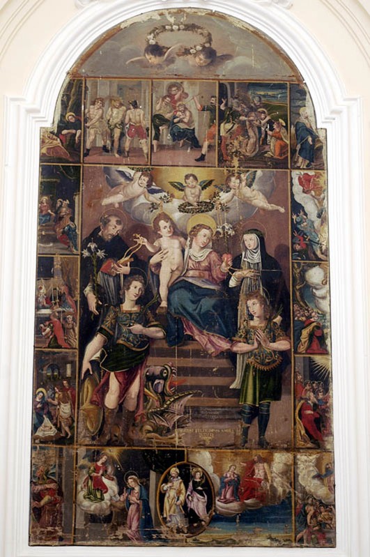 Ambito aquilano sec. XVIII, Madonna del rosario e misteri