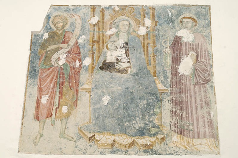 Ambito aquilano sec. XIV, Madonna col Bambino e santi