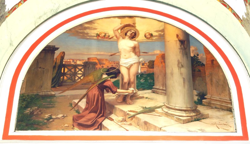 Amiconi O. sec. XX, Lunetta con San Sebastiano