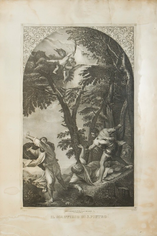 Bottega napoletana sec. XIX, Stampa raffigurante il martirio di San Pietro