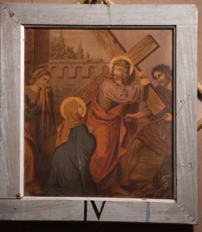 Ambito abruzzese sec. XX, Gesù incontra la Madonna olio su tela