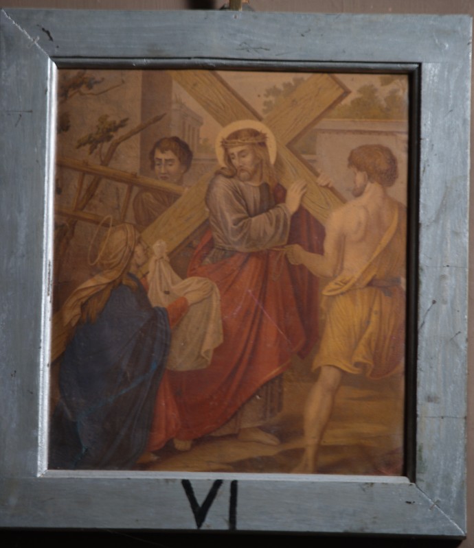Ambito abruzzese sec. XX, Gesù asciugato dalla Veronica olio su tela
