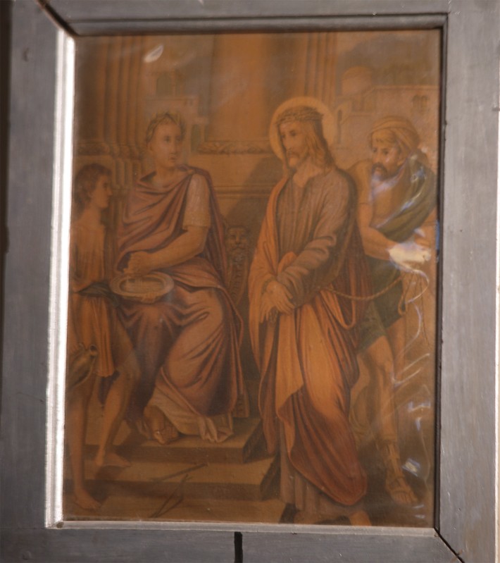 Ambito abruzzese sec. XX, Gesù condannato a morte olio su tela