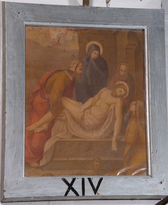 Ambito abruzzese sec. XX, Gesù deposto nel Sepolcro olio su tela