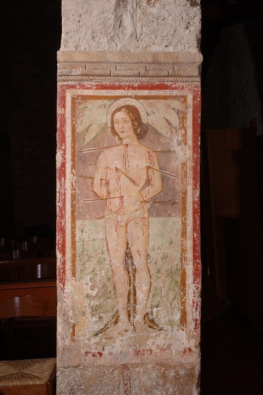 Ambito abruzzese sec. XVI, Affresco con San Sebastiano