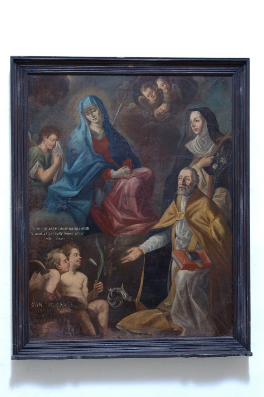Ambito lucano sec. XVI, Madonna addolorata tra santi in olio su tela