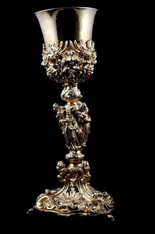 Bott. napoletana sec. XVIII, Calice in argento fuso, cesellato e dorato