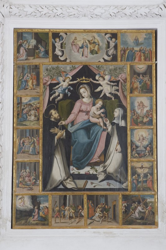 Ambito napoletano sec. XVI, Polittico della Madonna del rosario con santi