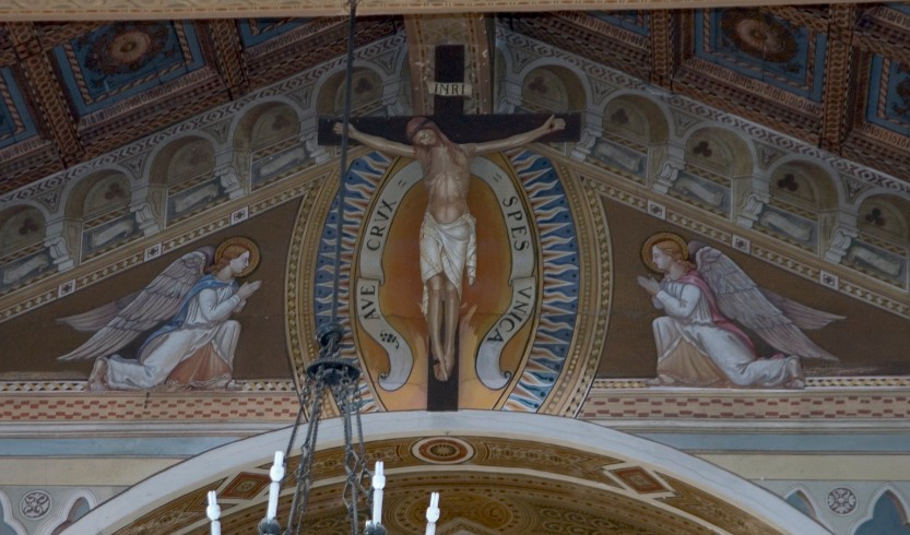 Bottega italiana sec. XX, Angeli adoranti Cristo in croce