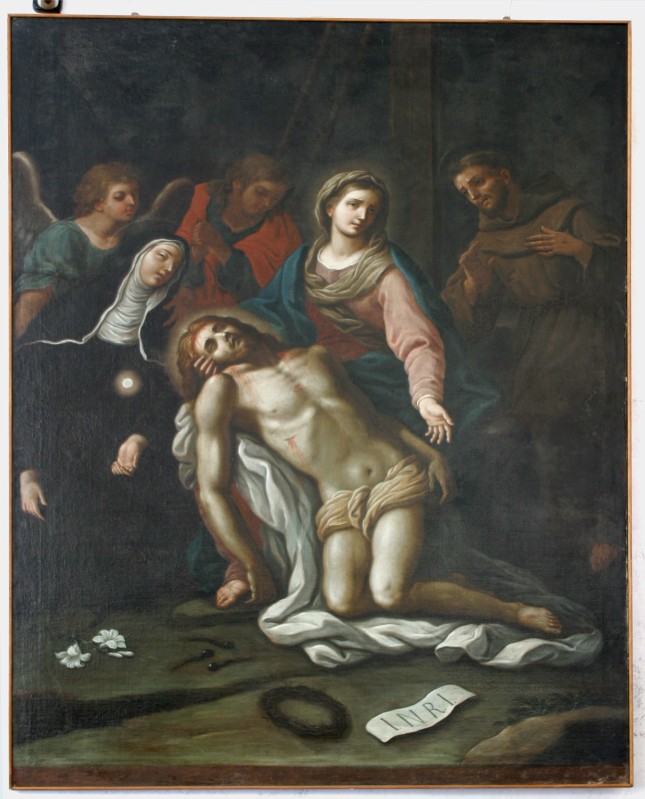 Sarnelli A. (1781), Pietà tra i Santi Chiara, Francesco d' Assisi e la Maddalena