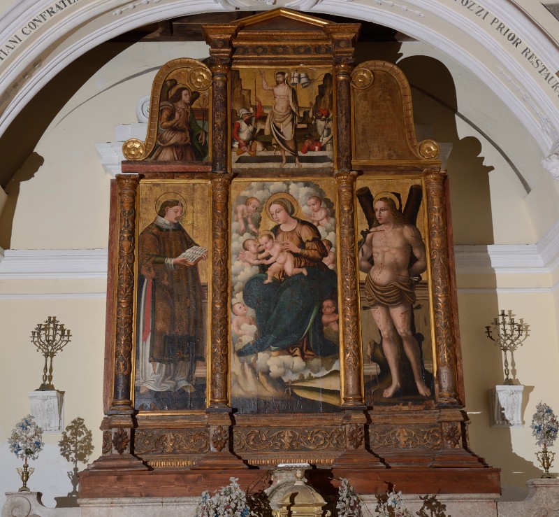 Scultore campano sec. XVI, Polittico della Madonna con Bambino e S. Giovannino