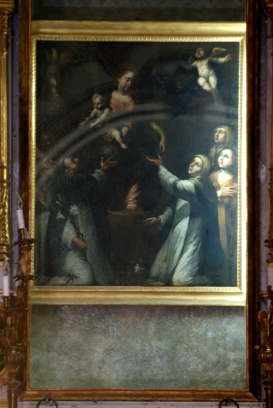 Ambito napoletano secc. XVI-XVII, Madonna del rosario di Pompei in olio su tela