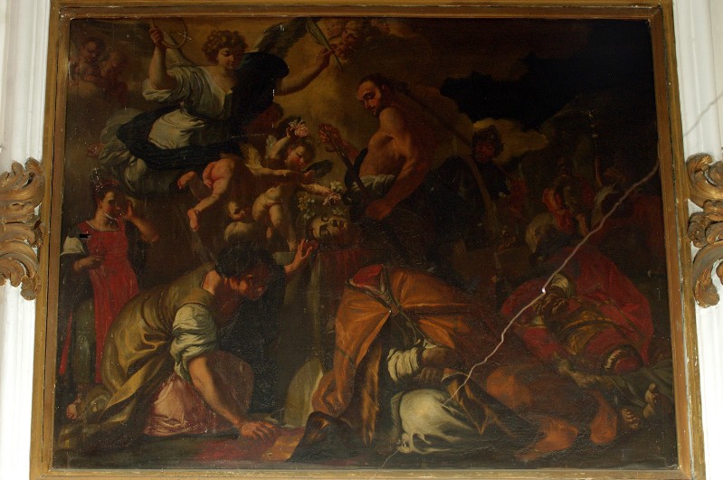 Ambito napoletano sec. XVIII, Decapitazione di San Gennaro in olio su tela