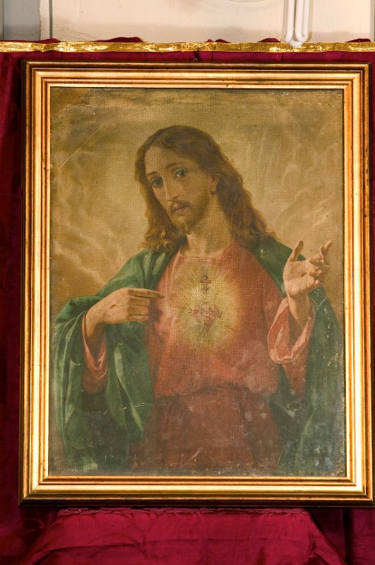 Ambito dell'Italia meridionale sec. XX, Sacro Cuore di Gesù in olio su tela
