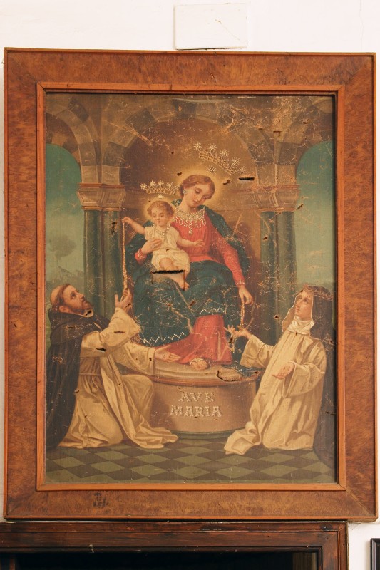 Ambito napoletano sec. XIX, Madonna del rosario in olio su tela