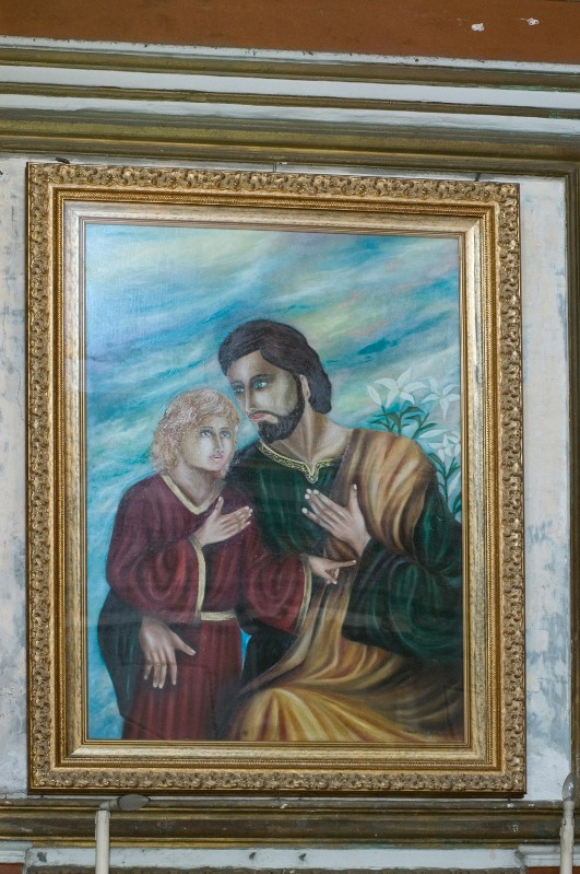 Ambito italiano sec. XX, San Giuseppe e Gesù Bambino in olio su tela