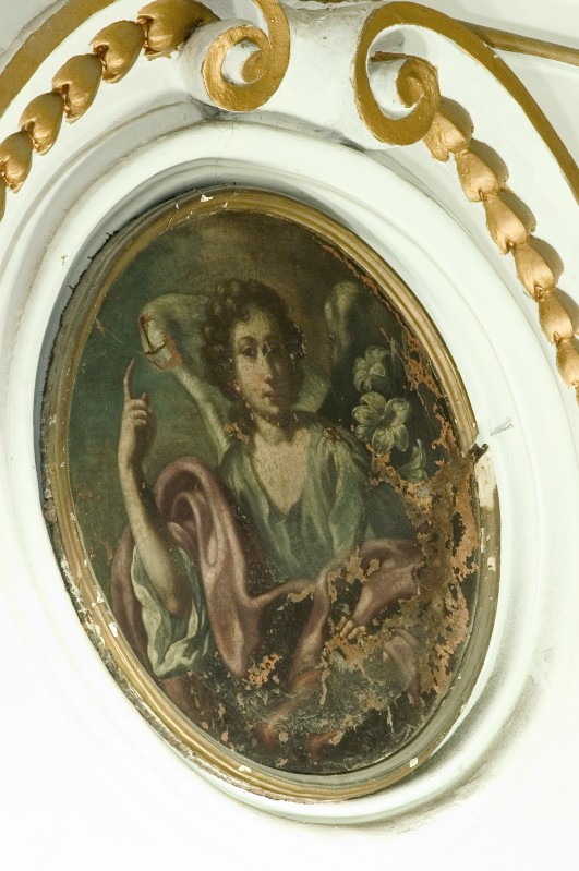 Ambito napoletano sec. XVIII, Angelo con giglio in olio su tela