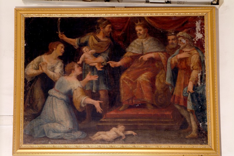 Ambito toscano secc. XVI-XVII, Giudizio di Salomone in olio su tela