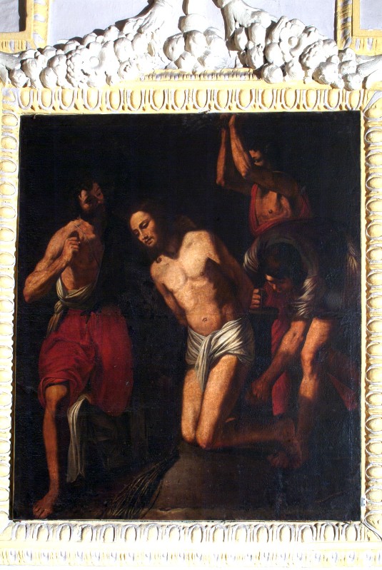Ambito napoletano sec. XVII, Gesù Cristo flagellato in olio su tela