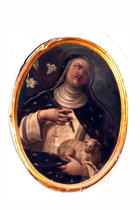 Ambito napoletano sec. XVIII, Sant'Agnese di Montepulciano in olio su tela