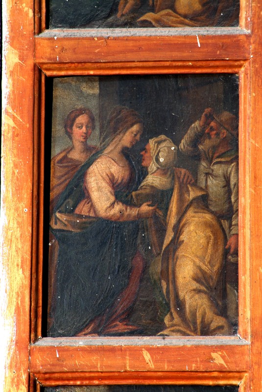 Ambito napoletano fine sec. XVI, Maria visita Sant'Elisabetta in olio su tela