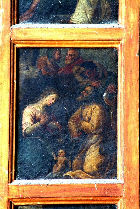 Ambito napoletano fine sec. XVI, Natività di Gesù in olio su tela