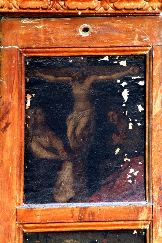 Ambito napoletano fine sec. XVI, Crocifissione di Gesù Cristo in olio su tela