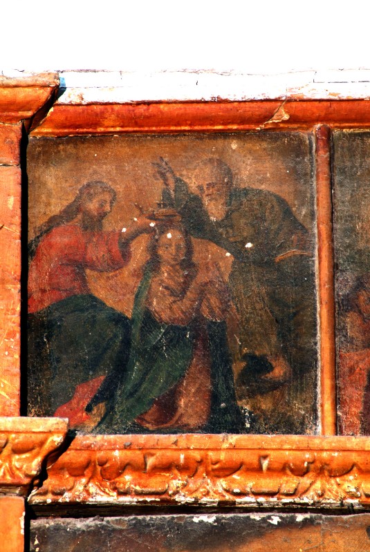 Ambito napoletano fine sec. XVI, Incoronazione della Madonna in olio su tela