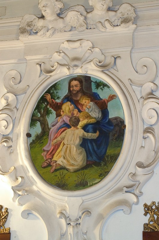 Frongillo A. fine sec. XX, Gesù Cristo benedice i fanciulli in olio su tela