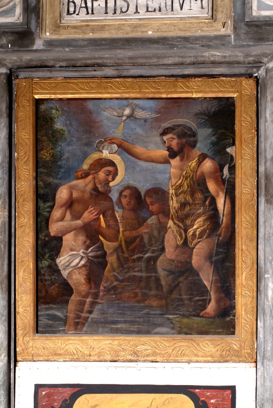 Del Prete A. sec. XX, Battesimo di Gesù Cristo in olio su tela