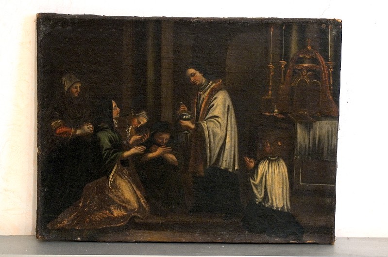 Ambito napoletano sec. XVIII, Eucaristia in olio su tela