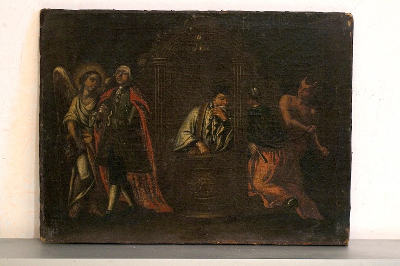 Ambito napoletano sec. XVIII, Confessione in olio su tela