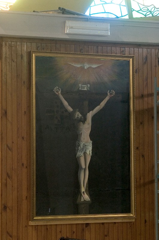 Ambito dell'Italia meridionale sec. XX, Gesù Cristo crocifisso in olio su tela