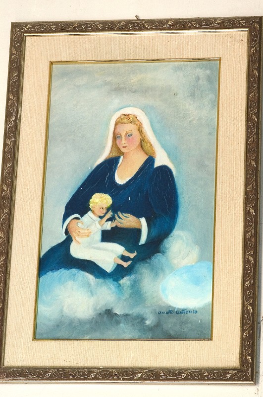 Amato A. metà sec. XX, Madonna con Gesù Bambino in olio su tela