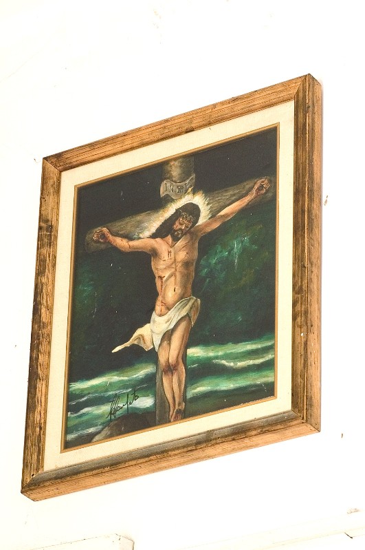 Ambito napoletano sec. XX, Gesù Cristo crocifisso in olio su tela