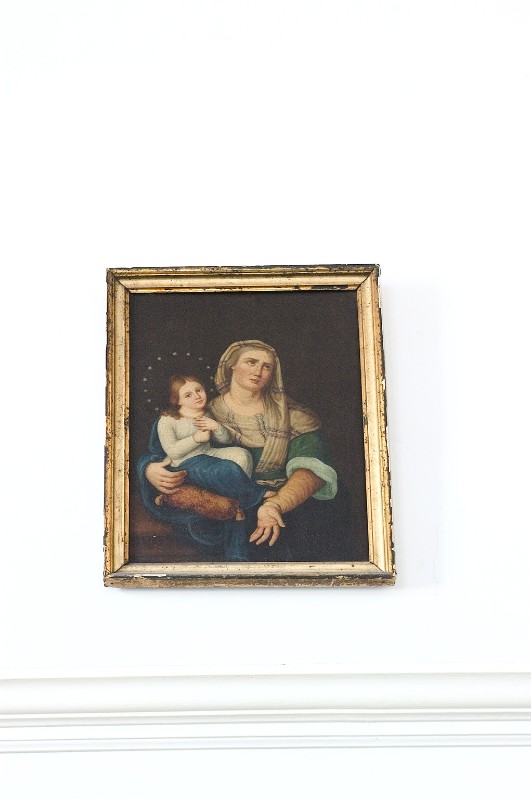 Ambito napoletano sec. XIX, Maria bambina e Sant'Anna in olio su tela