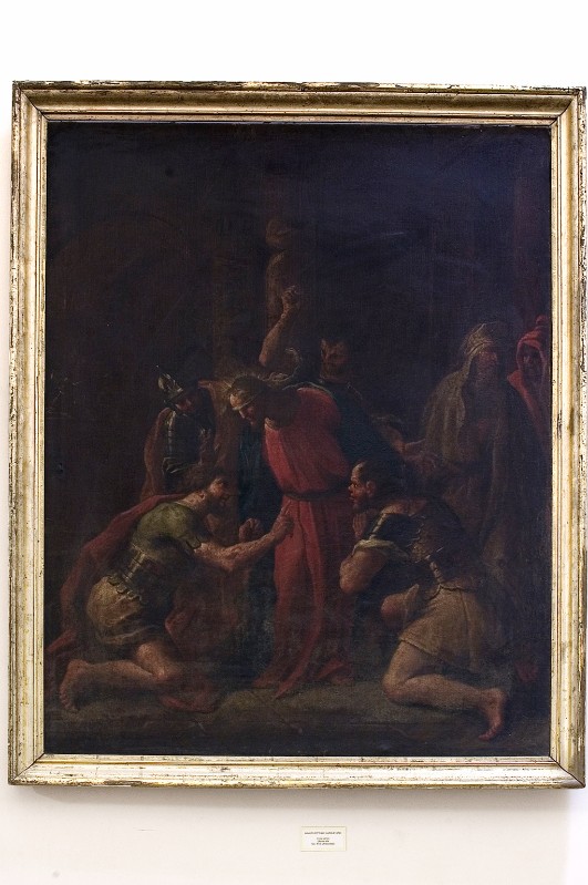 Ambito napoletano sec. XVII, Gesù Cristo deriso in olio su tela