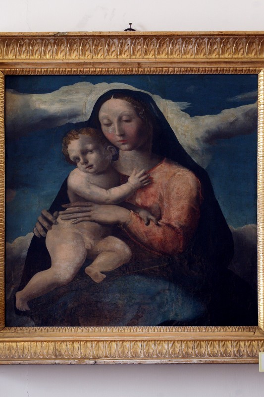Ambito napoletano sec. XVI, Madonna con Gesù Bambino in olio su tela