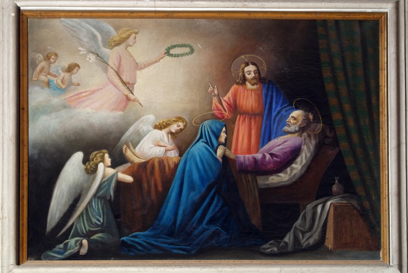 Ambito napoletano sec. XIX, Transito di San Giuseppe in olio su tela