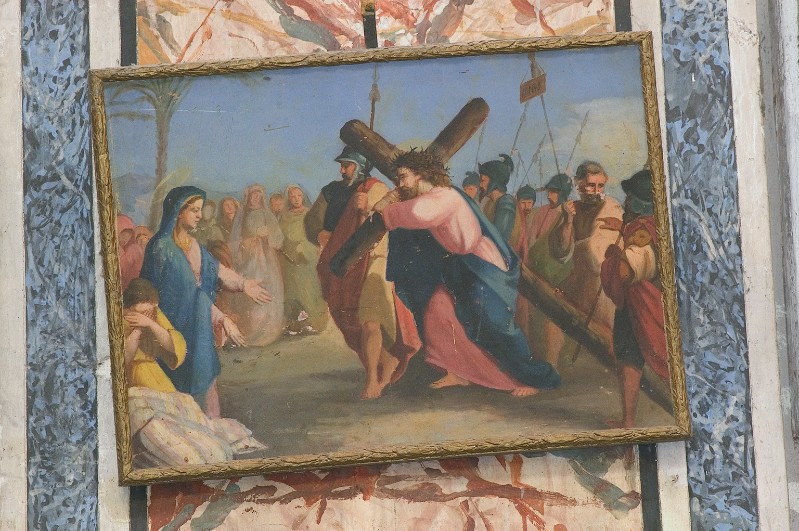Ambito napoletano sec. XIX, Gesù Cristo incontra la Madonna in olio su tela
