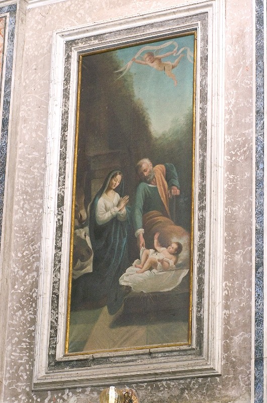 Ambito napoletano sec. XIX, Natività di Gesù in olio su tela