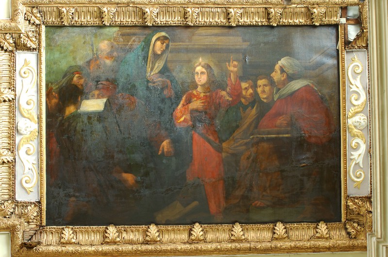 Ambito napoletano secc. XIX-XX, Gesù nel tempio tra i dottori in olio su tela
